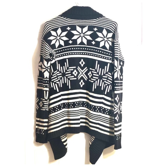 Express Merino Wool Sz: S/P Snowflake Cardigan Waterfall Open-Front Sweater - Picture 6 of 6
